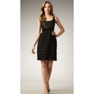 KATE SPADE NY Silk Marielly Dress Fringe Flapper Empire Waist Bow Black SZ 4 NEW